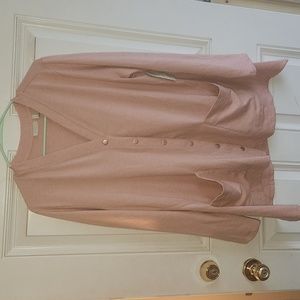 NWT  LOGOLounge Lori Goldstein French Terry Snap Front Cardigan Pink Nectar SZ-L